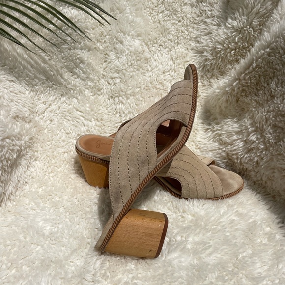 JOIE suede chunky wooden heel sandals - Picture 7 of 8